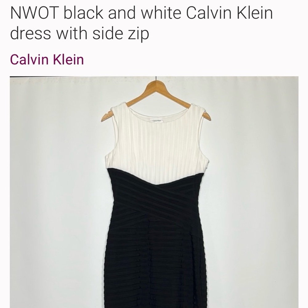 Calvin Klein stretchy black and white dress
